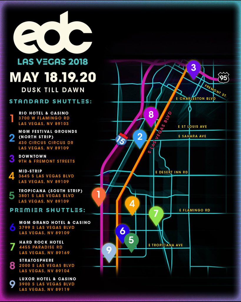 EDC Las Vegas 2018 Shuttle Routes NEW