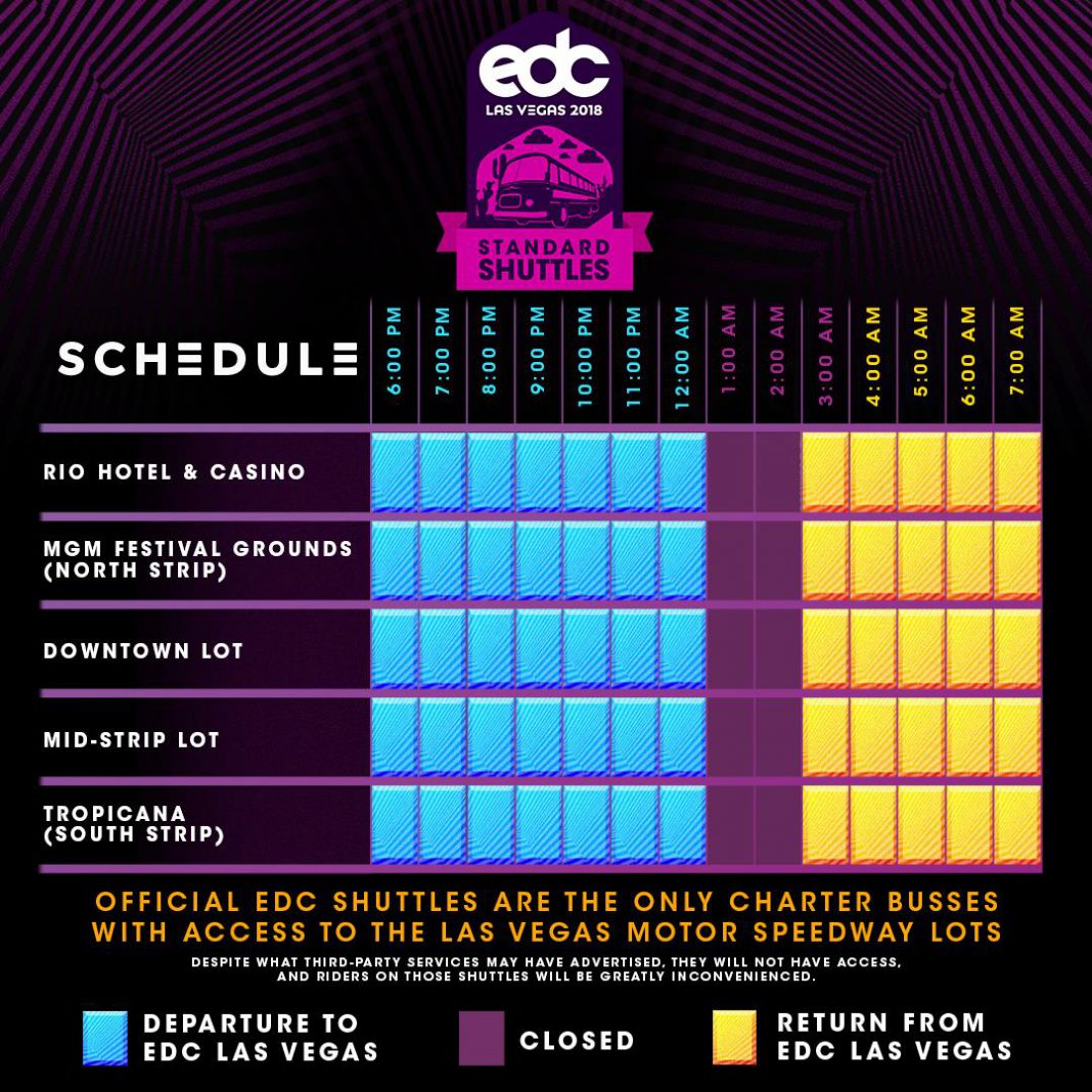 Shuttle Details Released For EDC Las Vegas 2018 [Updated With New Stops
