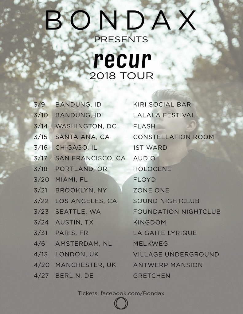 Bondax presents recur 2018 tour