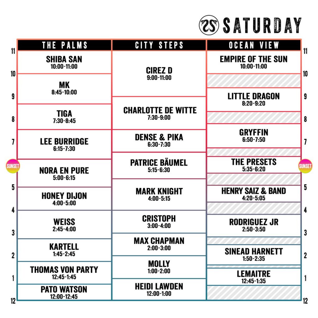 CRSSD Festival Spring 2018 Set Times Saturday