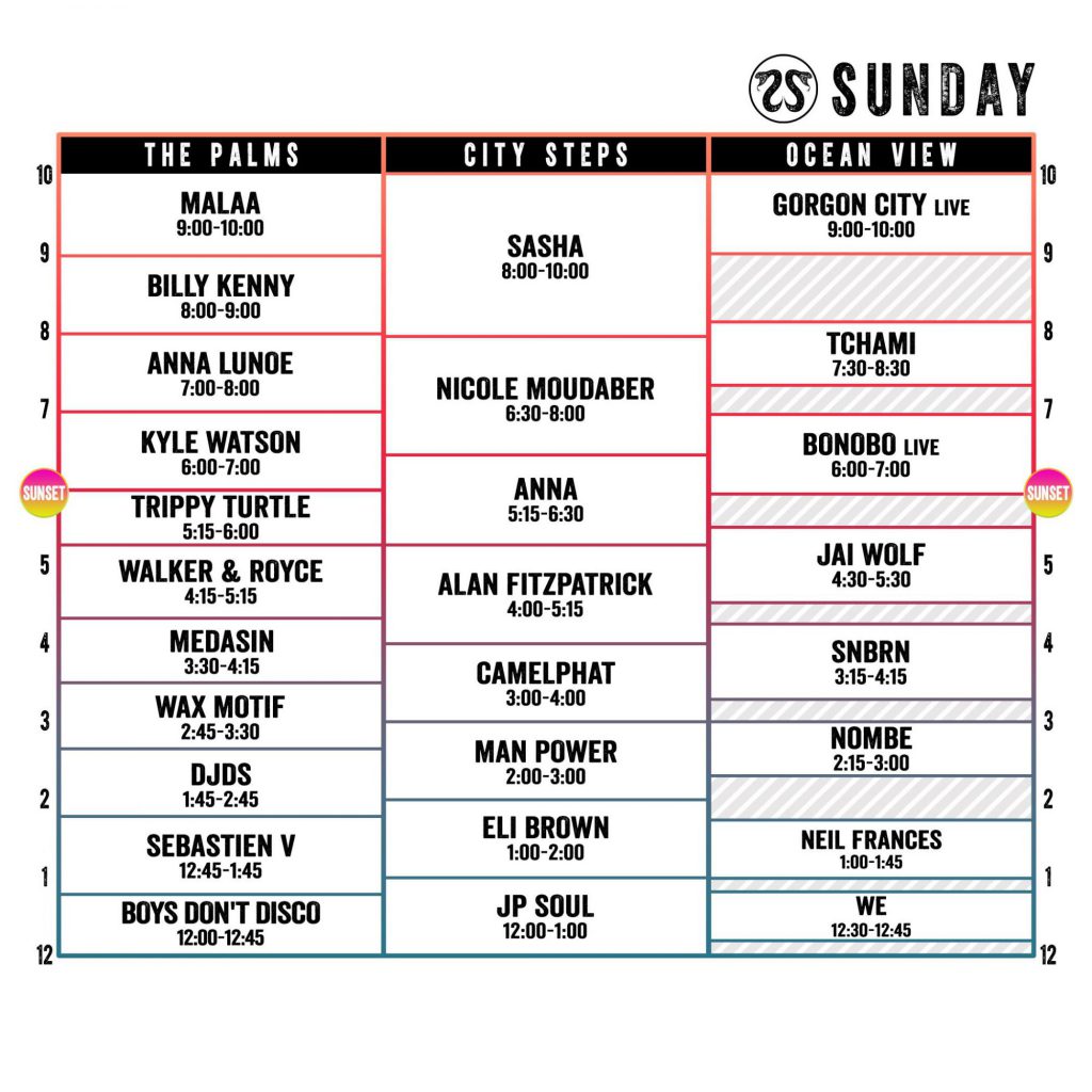 CRSSD Festival Spring 2018 Set Times Sunday