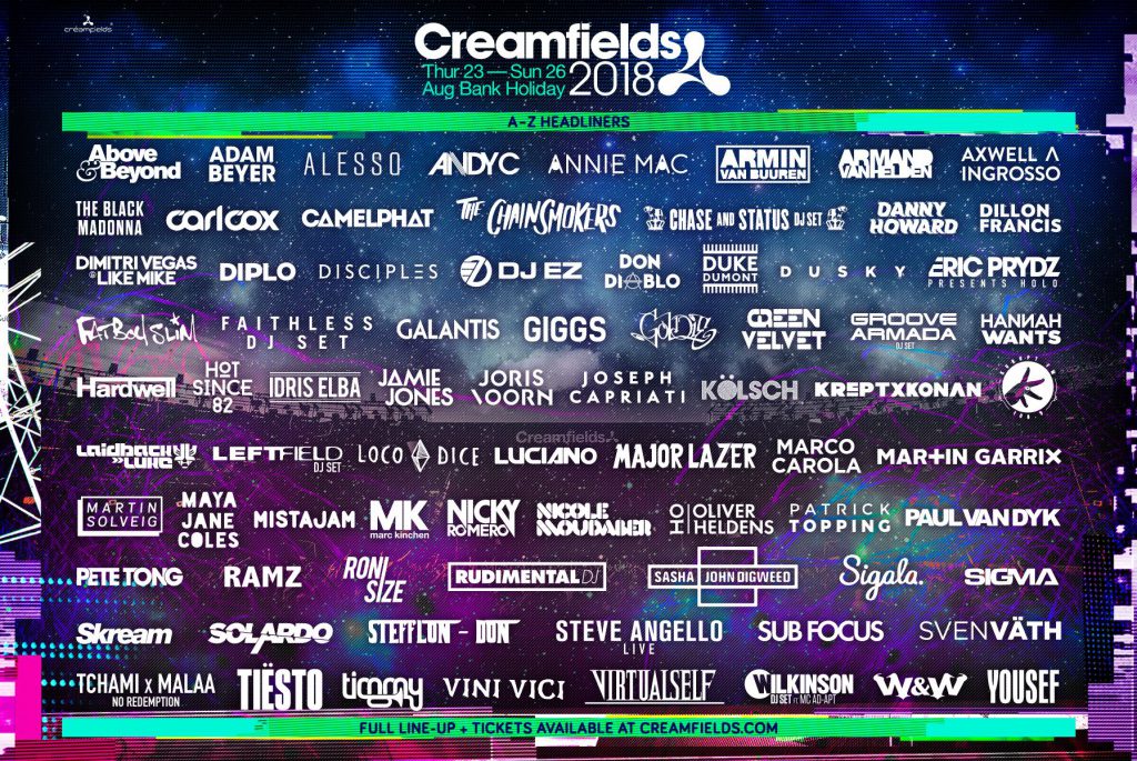 Creamfields 2018 Lineup Headliners