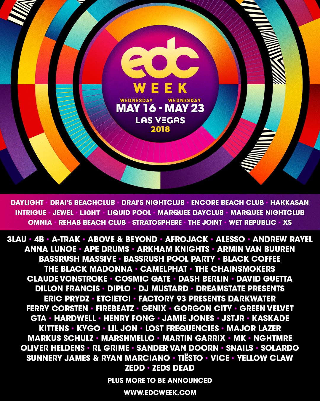 Insomniac Announces First Phase of Artists for EDC Week 2018 | EDM Identity