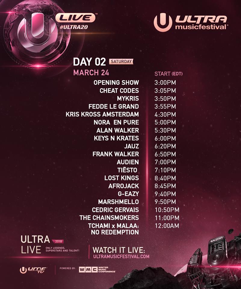 Ultra Music Festival Day 2 Livestream Schedule
