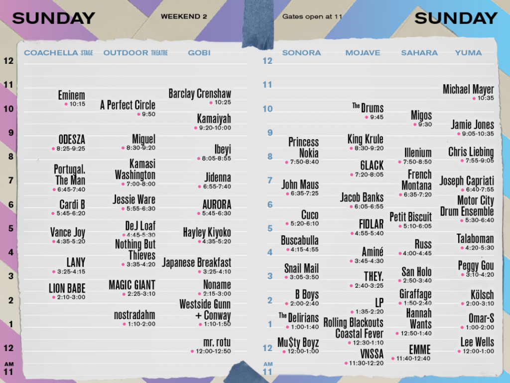 Coachella 2018 Weekend 2 Set Times - Sunday