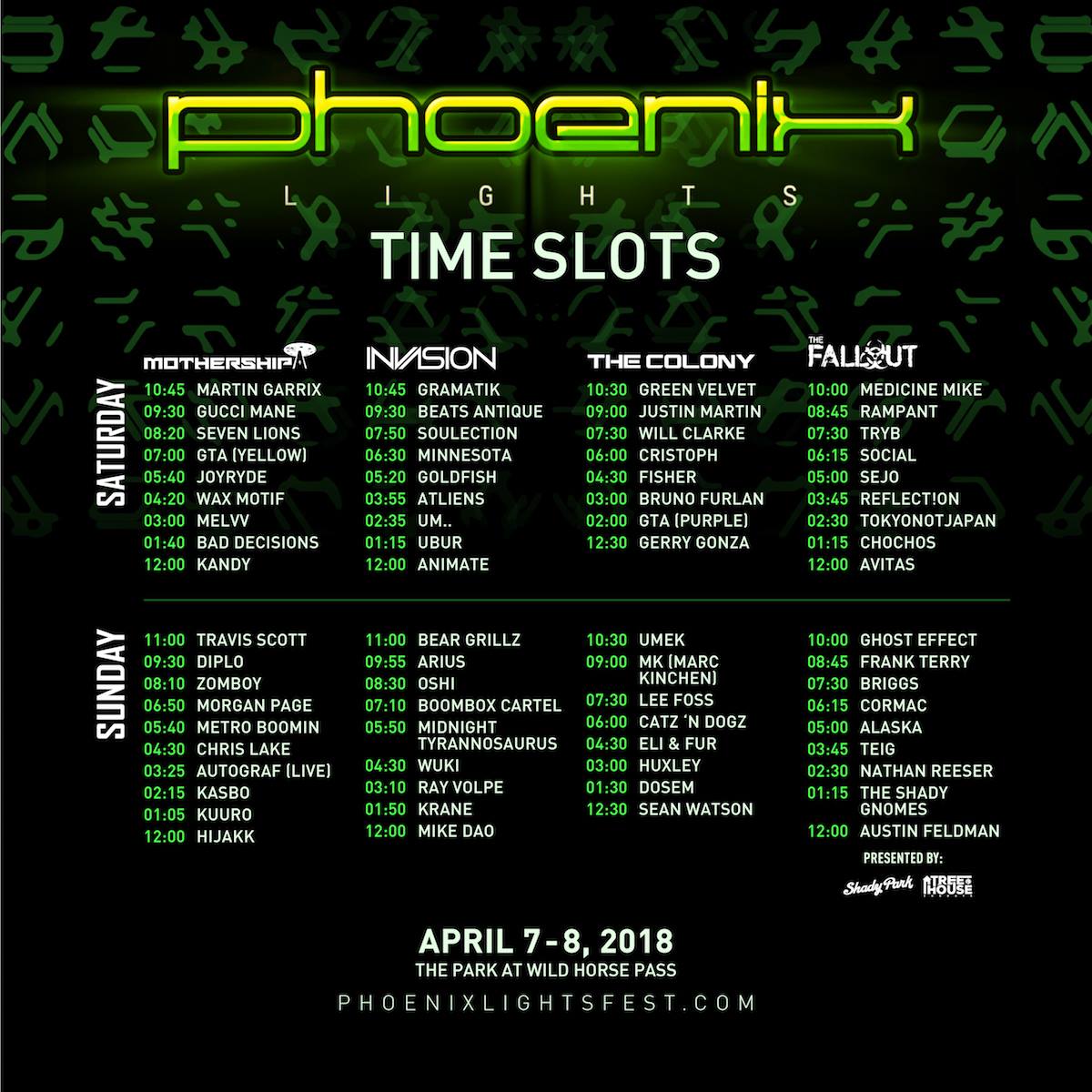 Phoenix Lights Festival 2018 Set Times