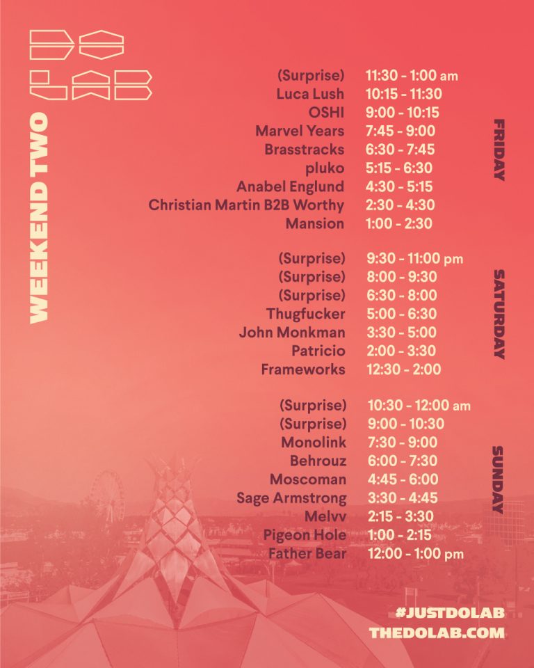 Coachella 2018 Weekend 2 Set Times - Do LaB