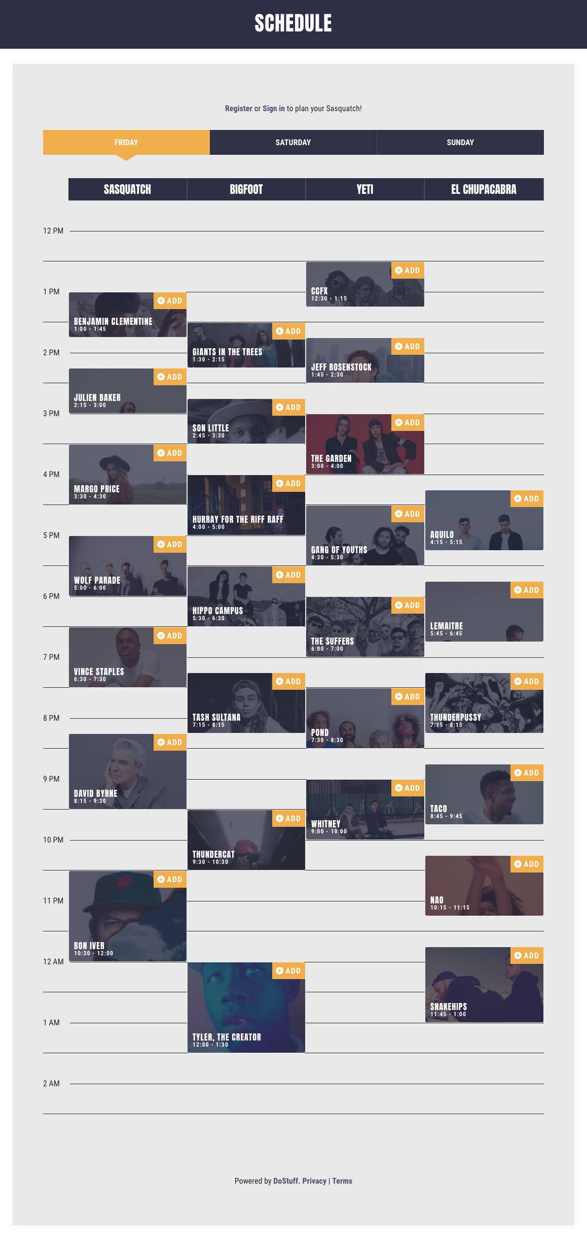 Sasquatch! Music Festival 2018 Set Times - Friday