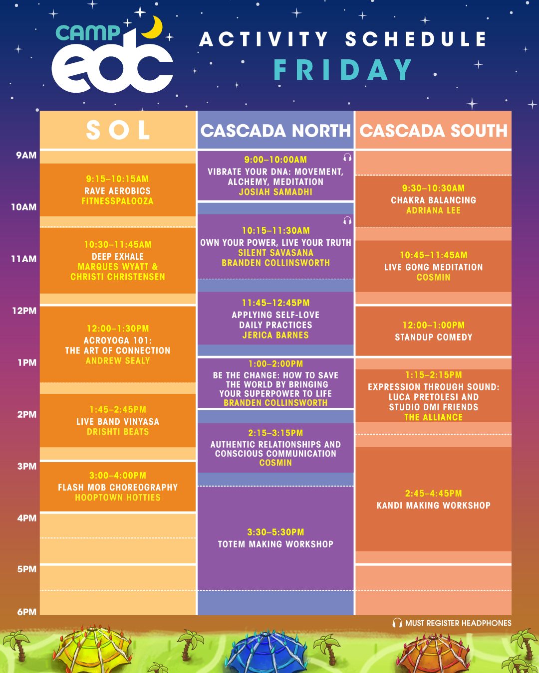 EDC Las Vegas 2018 - Camp EDC Schedule - Friday