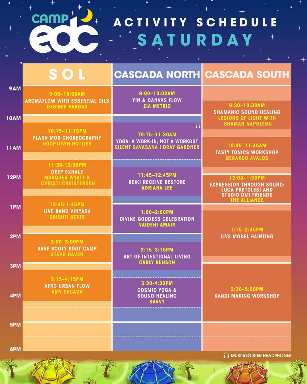 EDC Las Vegas 2018 - EDC Camp Schedule - Saturday