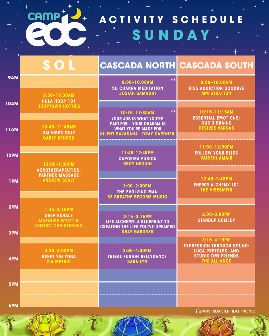 EDC Las Vegas 2018 - EDC Camp Schedule - Sunday