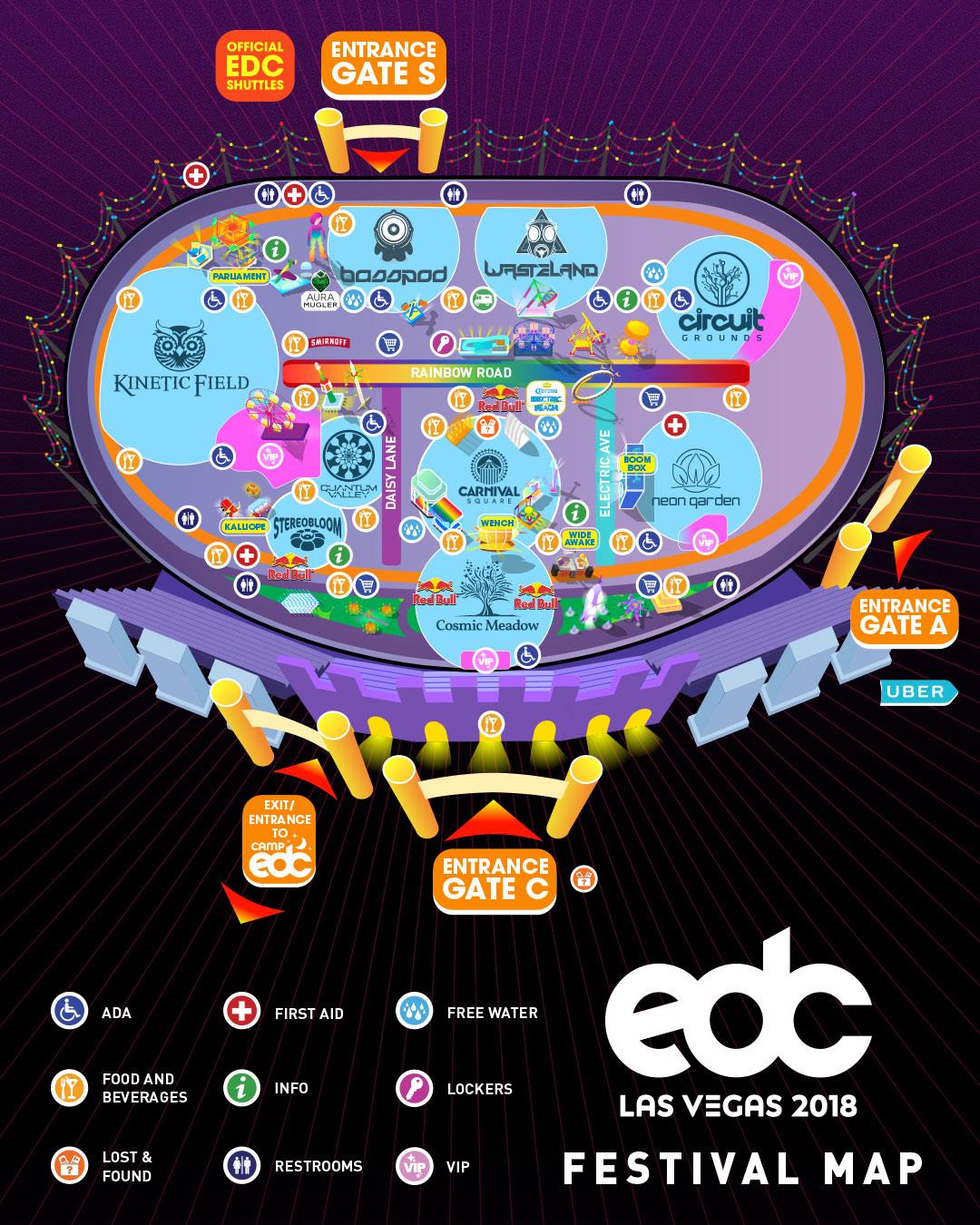 Edc Las Vegas Map Map Of California Coast Cities