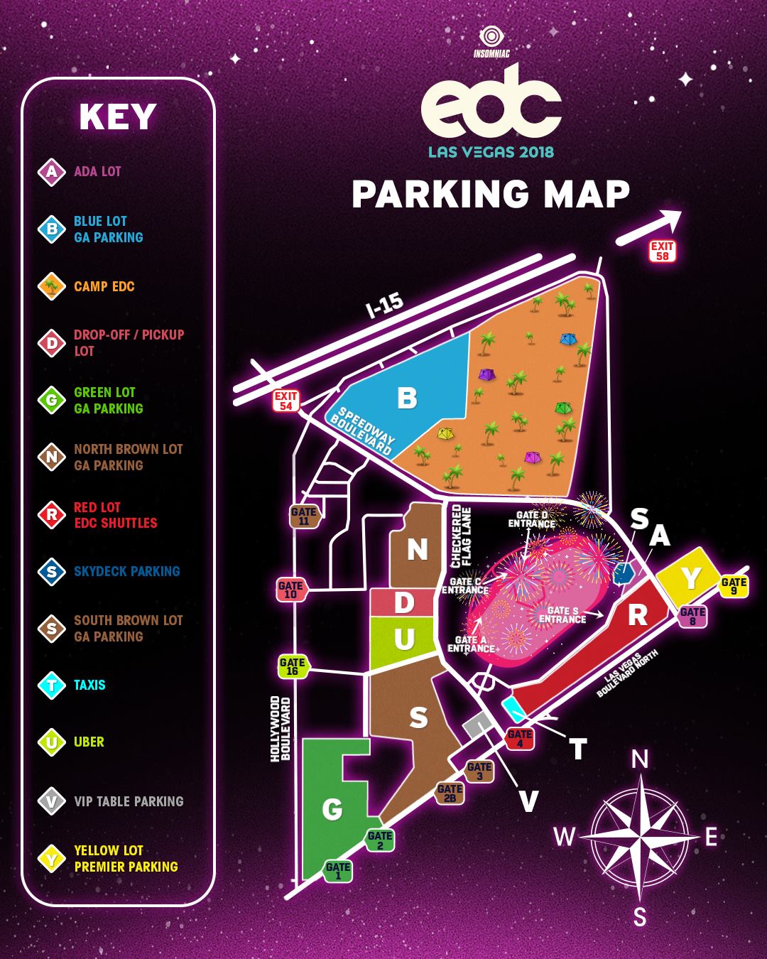 EDC Las Vegas 2018 Parking Map EDM Identity