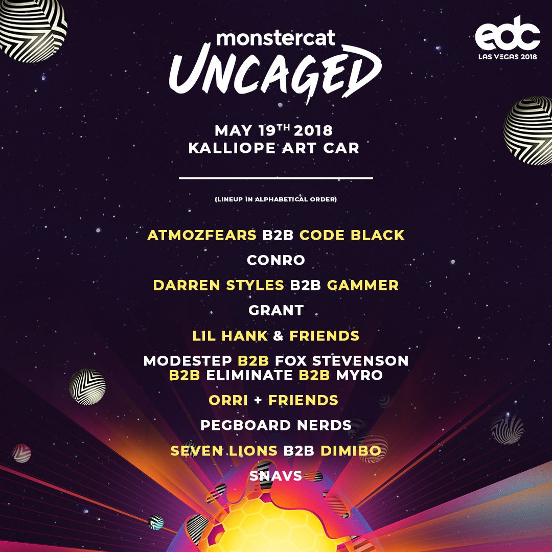 Monstercat Kalliope Art Car Takeover EDC Las Vegas 2018 Lineup