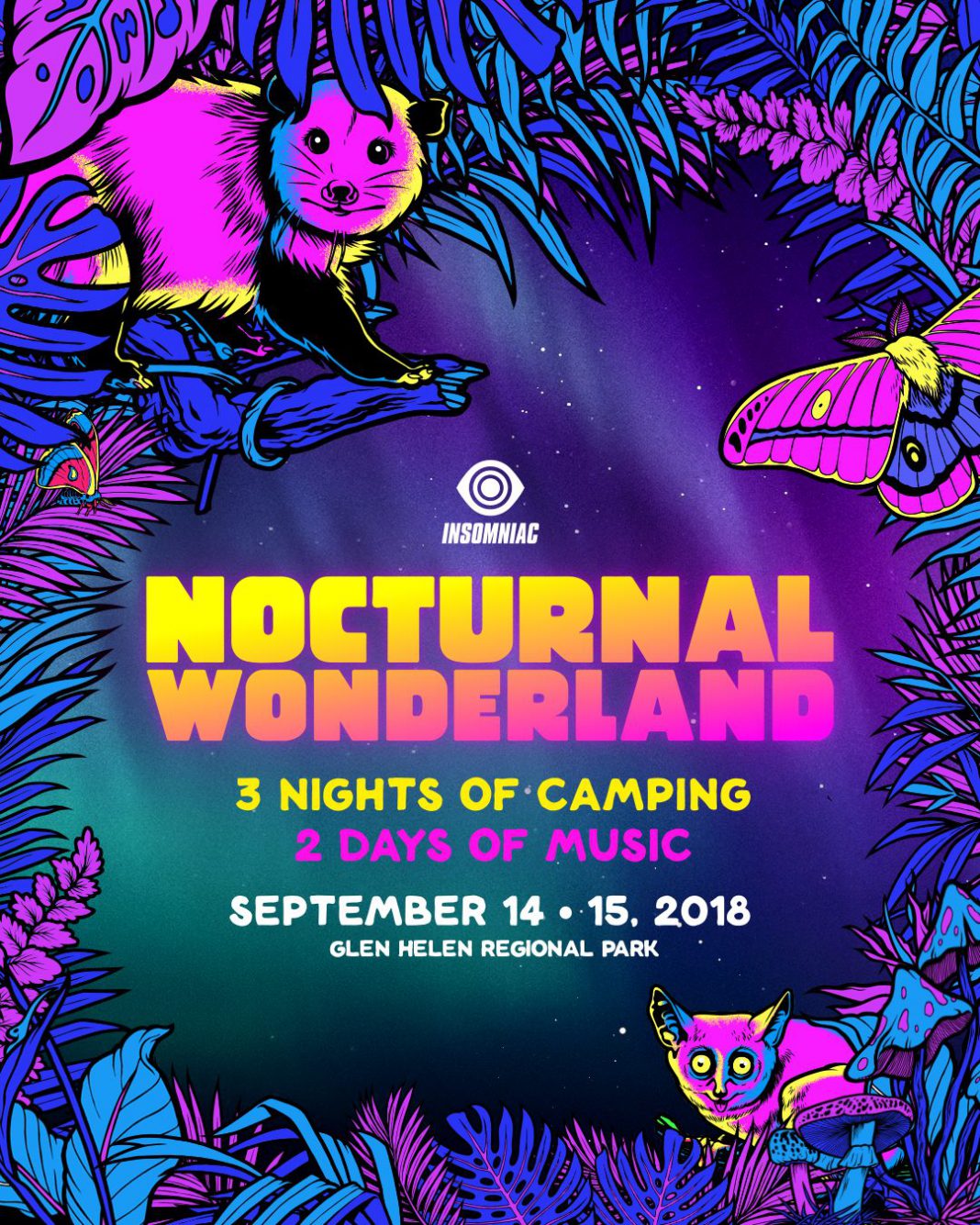 Nocturnal Wonderland 2018 Flyer.