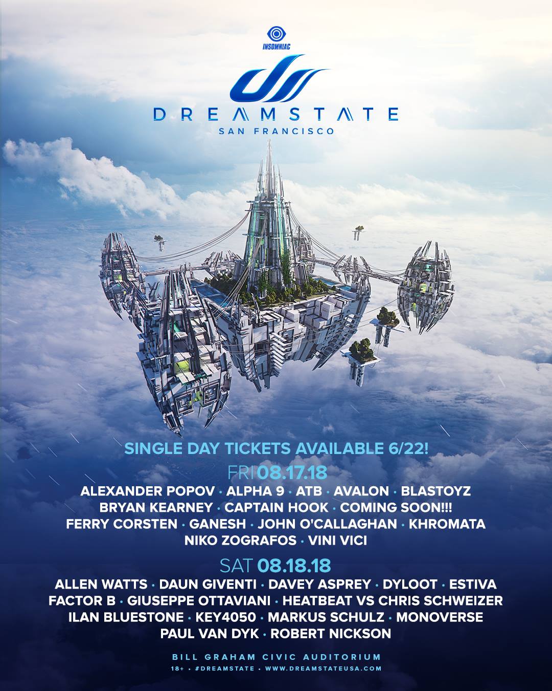 Daily Lineups Released for Dreamstate SF 2018; Tickets On Sale Now