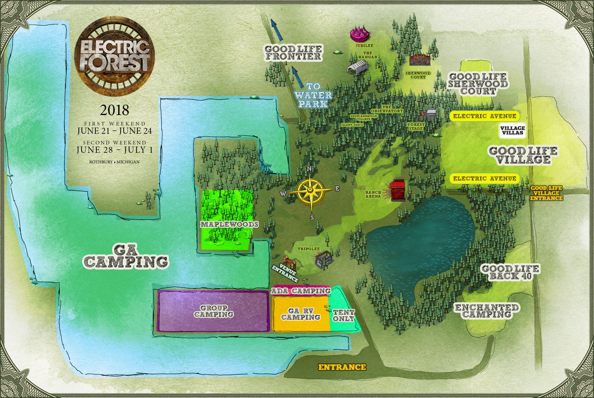 Electric Forest Camping Map