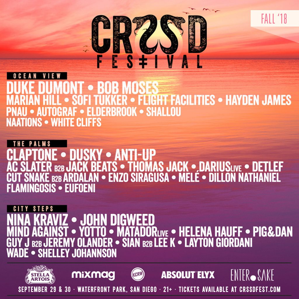 CRSSD Festival 2018 Fall Lineup