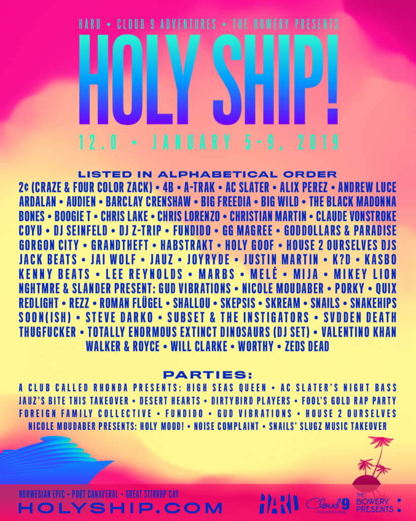 HOLY SHIP! Announces Lineups For 12.0 & 13.0 Voyages EDM Identity