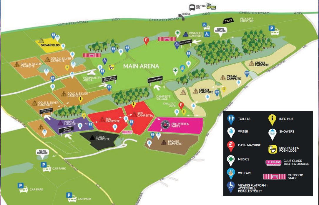 Creamfields UK 2018 Campsite and Parking Map