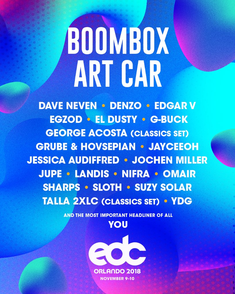 EDCO 2018 Boombox Art Car Lineup