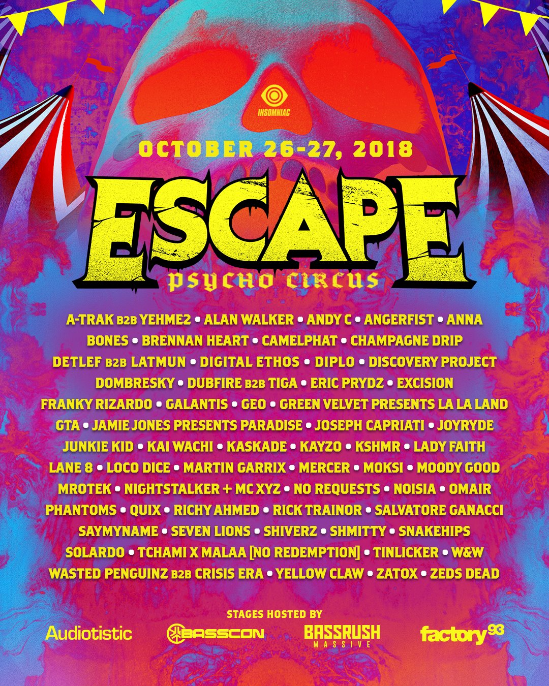 Escape Psycho Circus 2018 Lineup