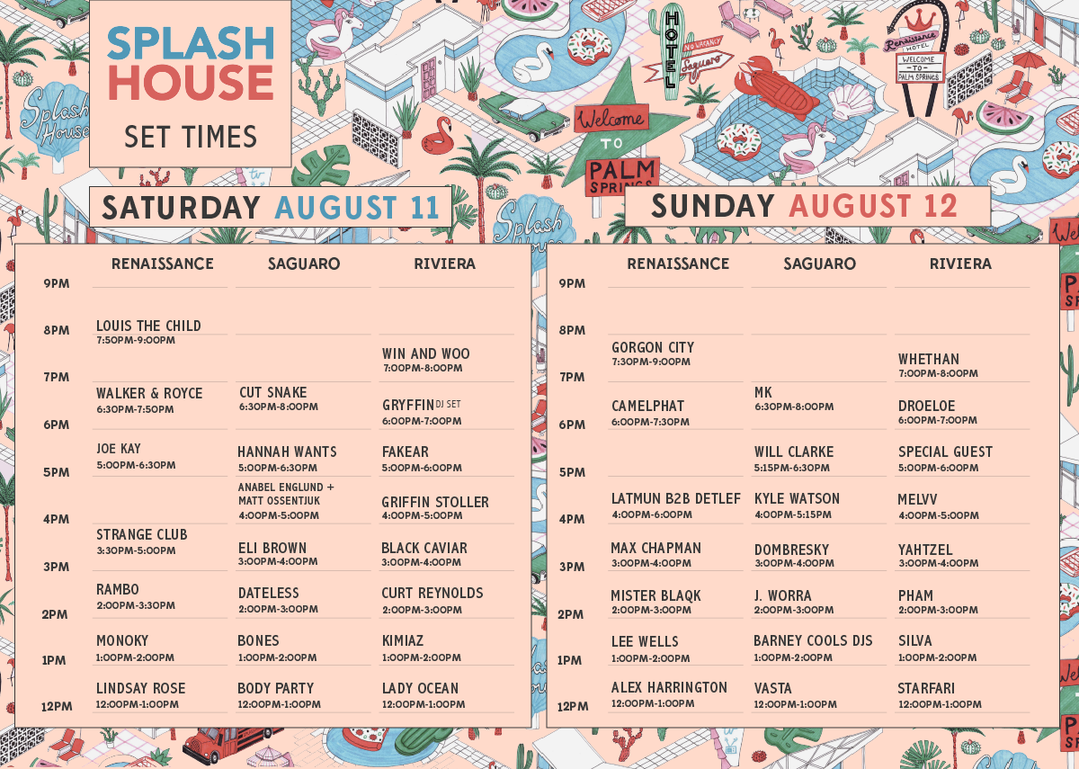 Splash House August 2018 Set Times