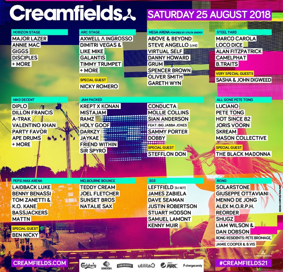 Creamfields UK Saturday 2018