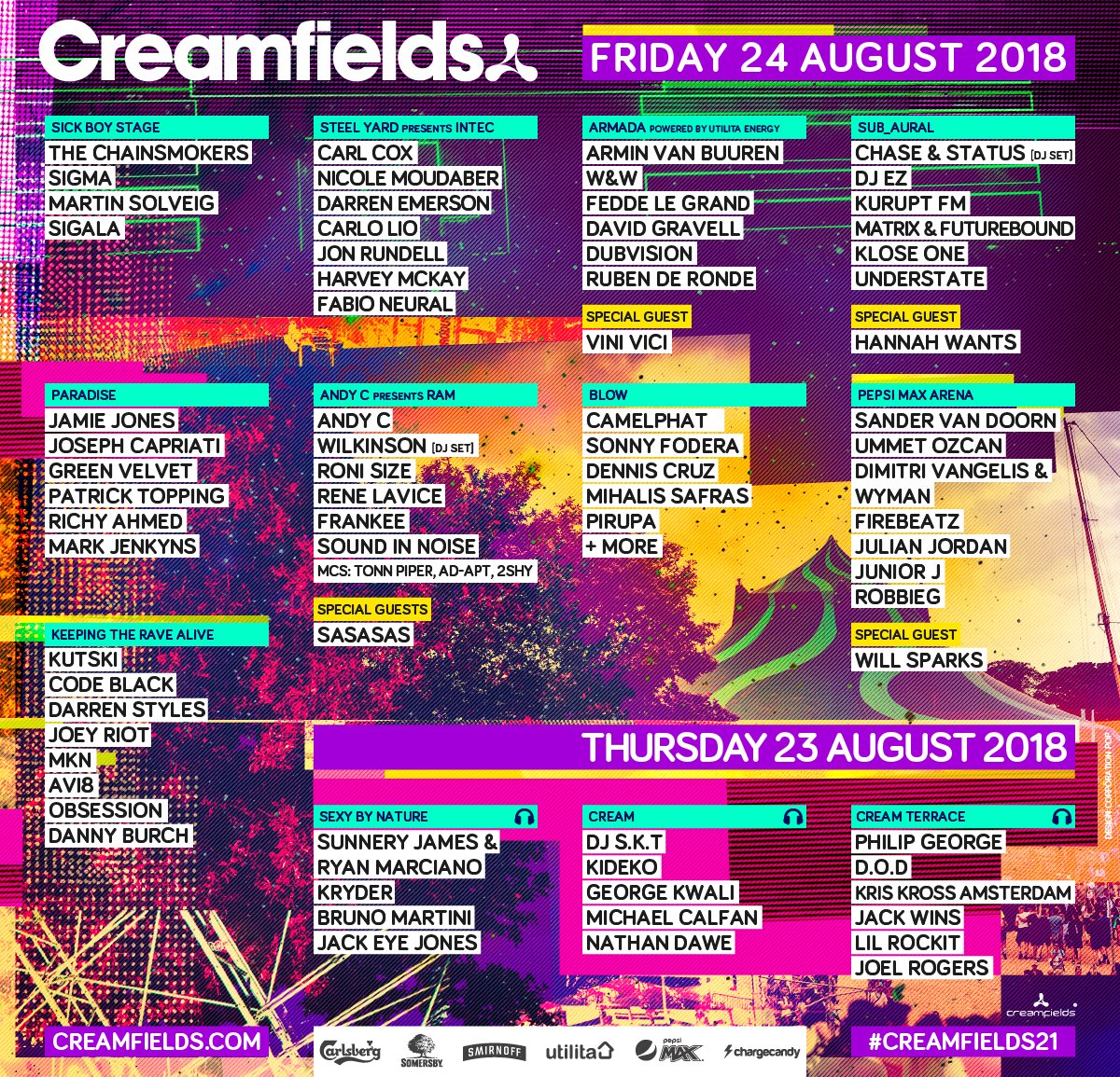 2018 Creamfields UK Thursday Friday