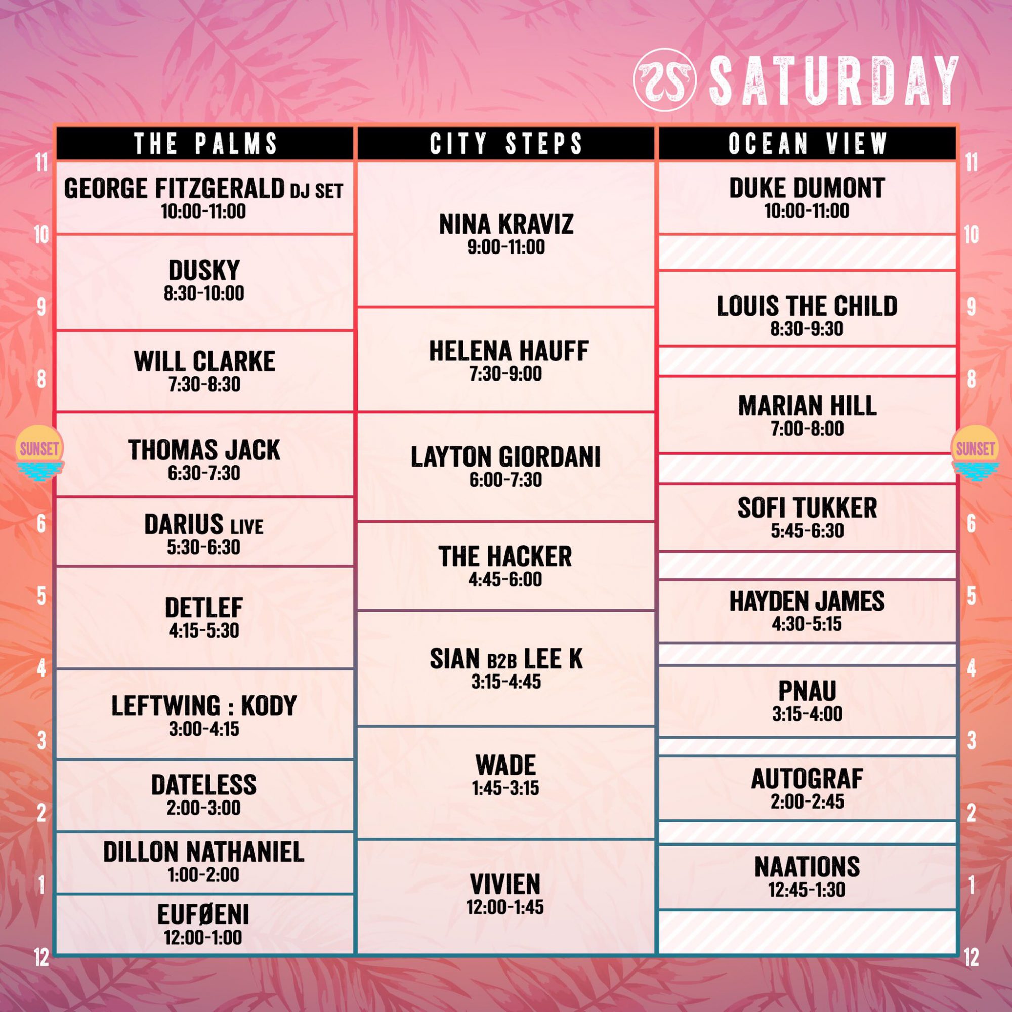 CRSSD Festival Fall 2018 Set Times Saturday