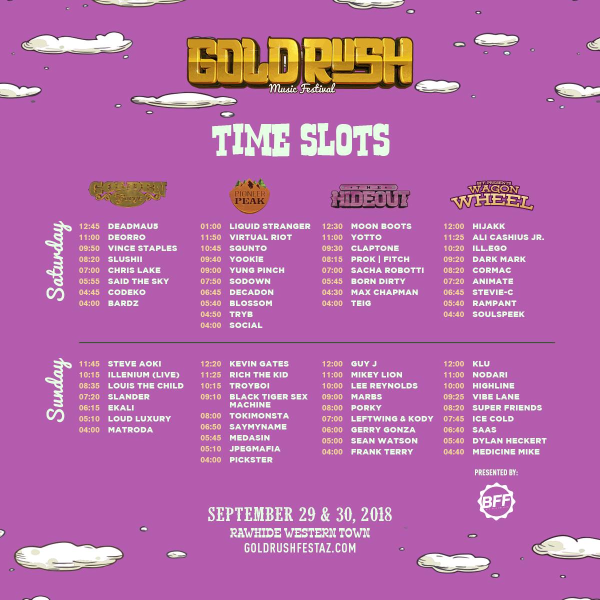 Goldrush Music Festival 2018 Set Times