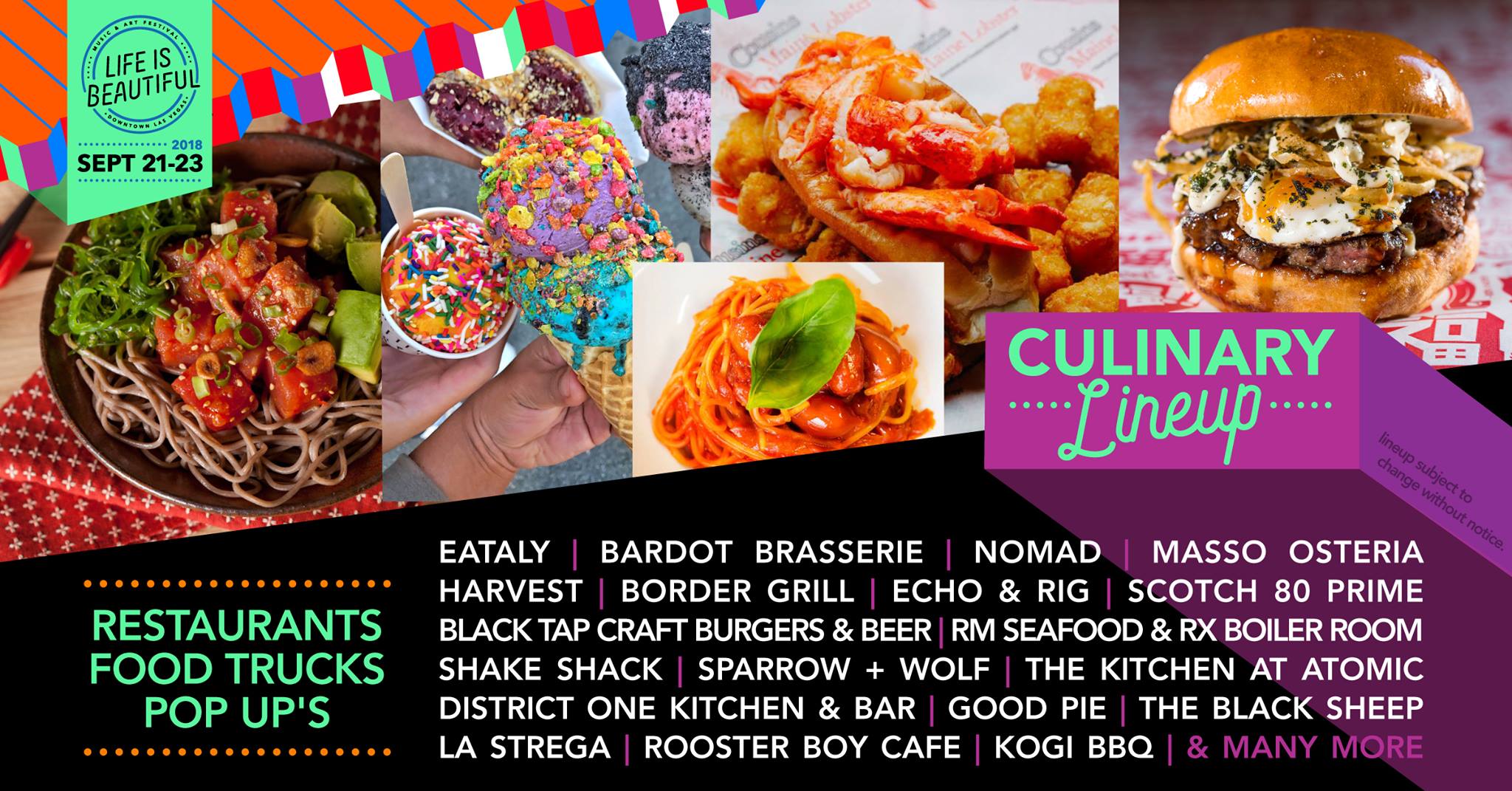 Life Is Beautiful 2018 Culinary Lineup