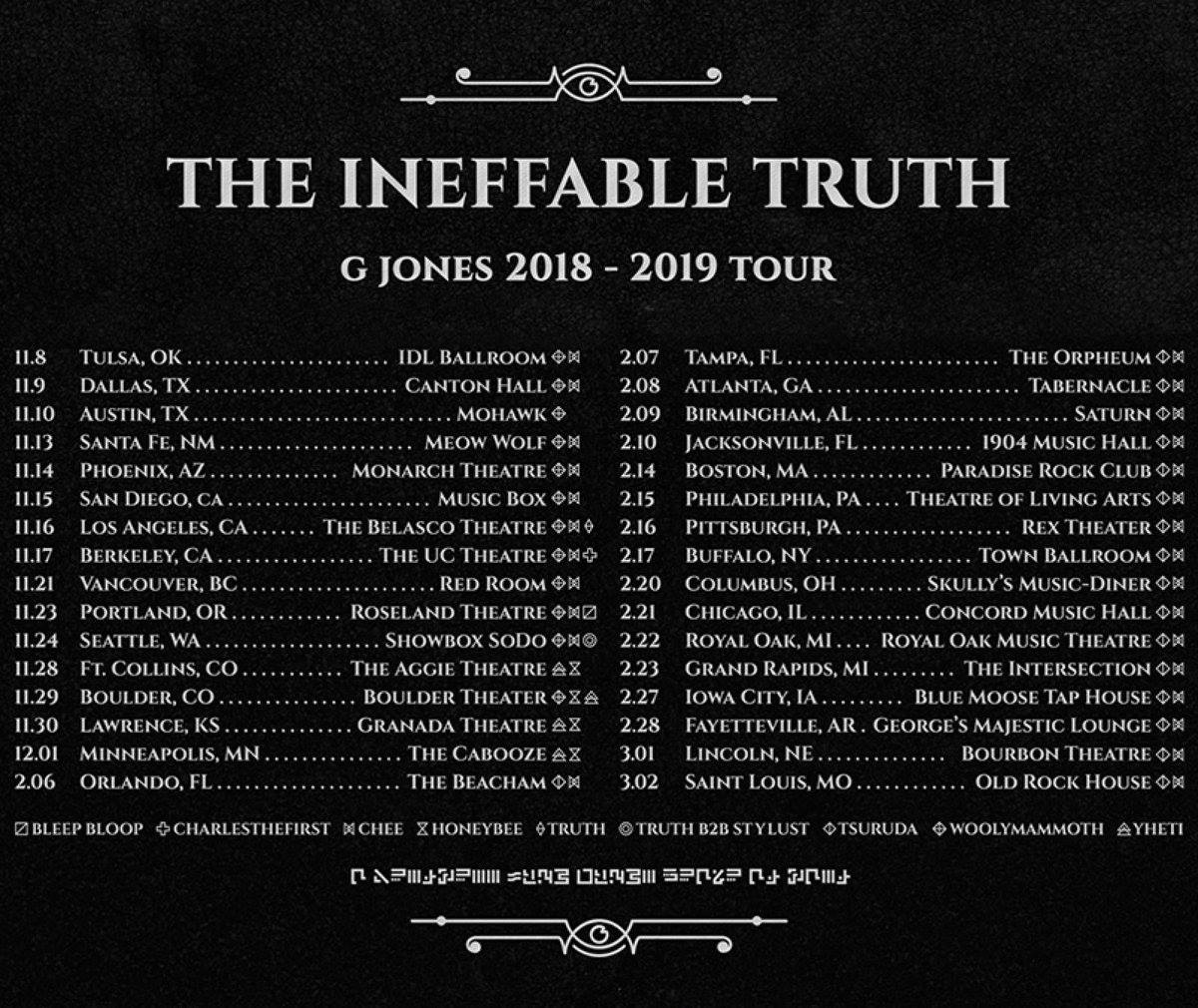 G Jones The Ineffable Truth Album Tour