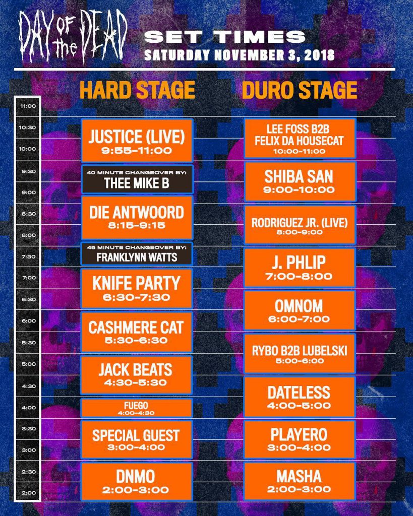 HARD Day of the Dead 2018 Set Times