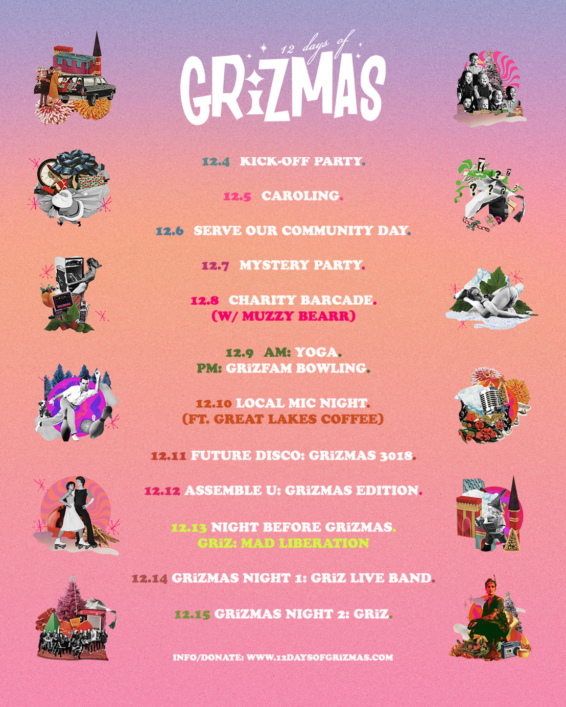 12 Days of GRiZmas 2018 List of Events
