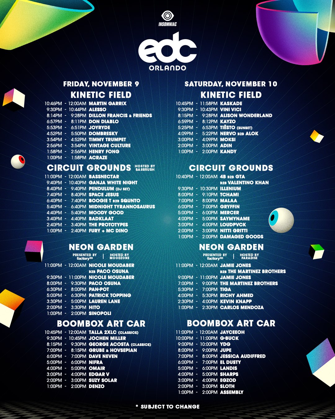 EDC Orlando 2018 Set Times Updated