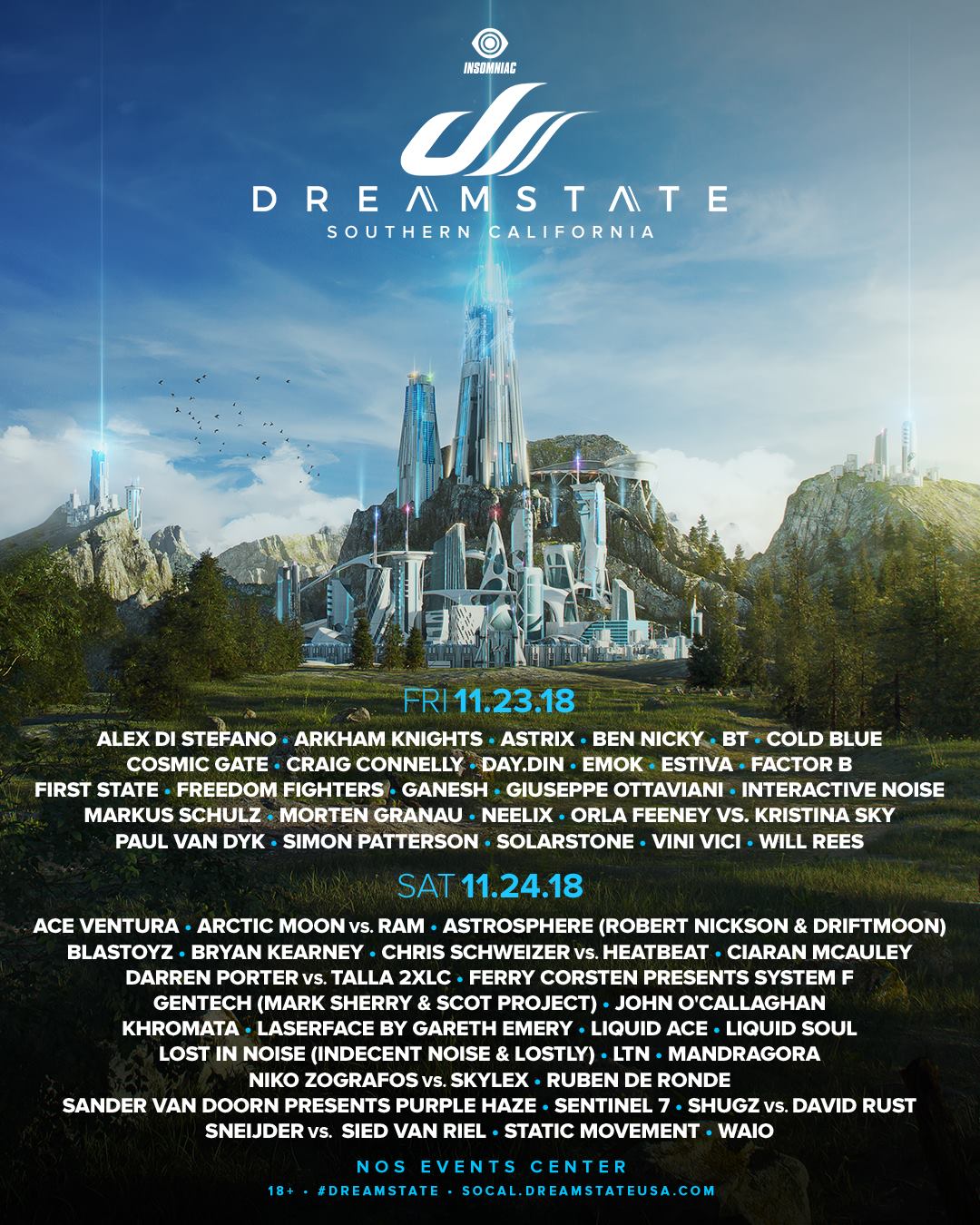 Dreamstate SoCal 2018 Daily Lineups