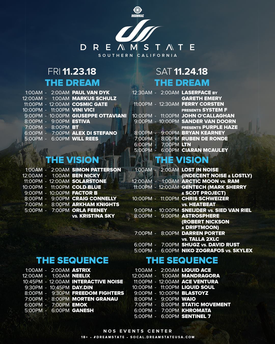 Dreamstate SoCal 2018 Set Times Updated