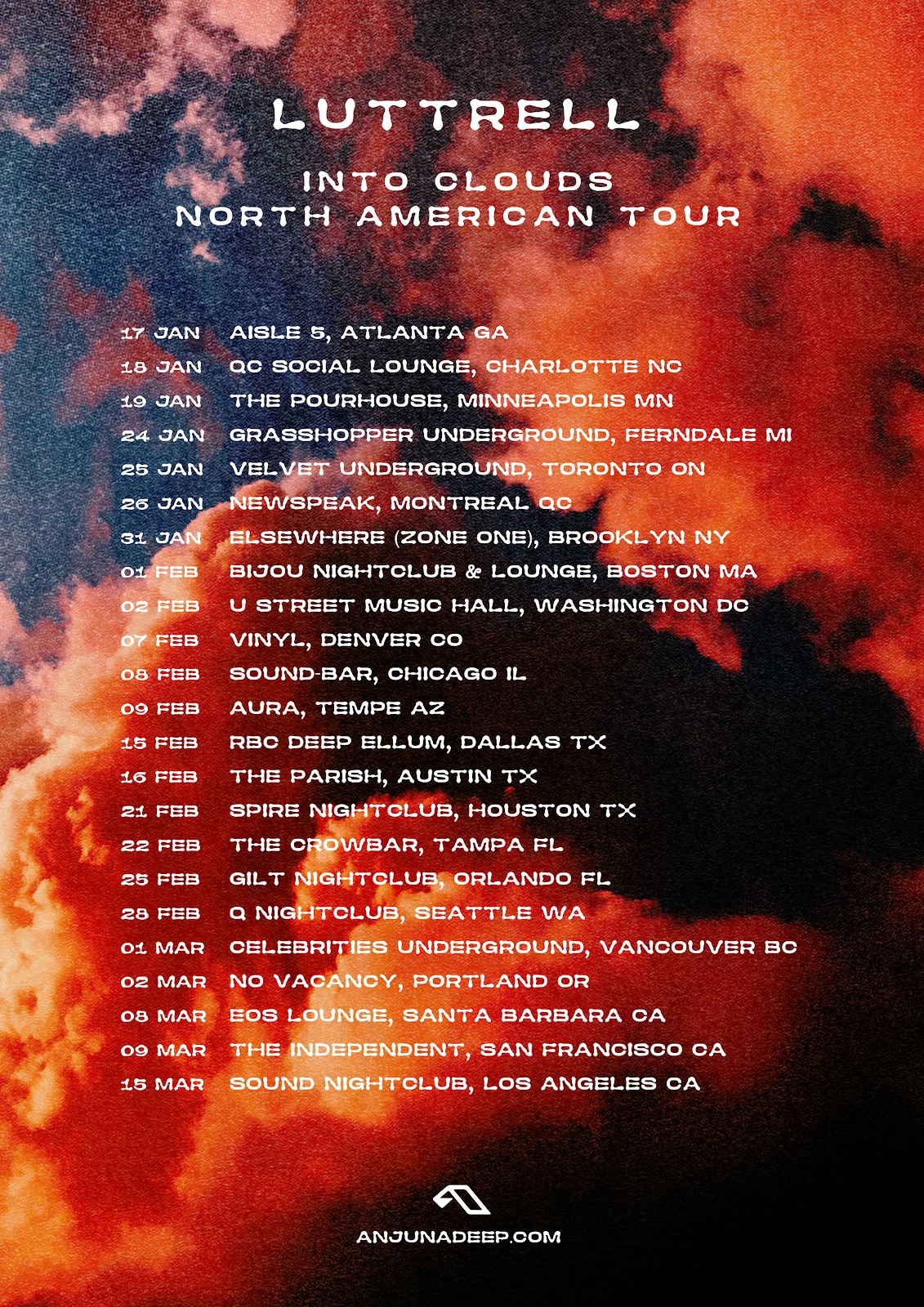 Luttrell Into Clouds North American Tour 2019