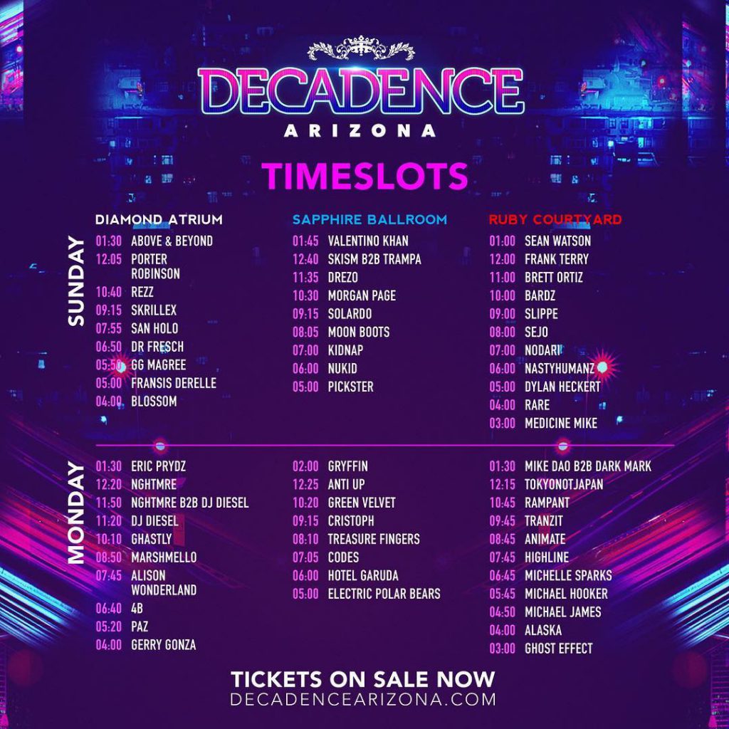 Decadence AZ 2018 Set Times, Festival Map, & More! EDM Identity