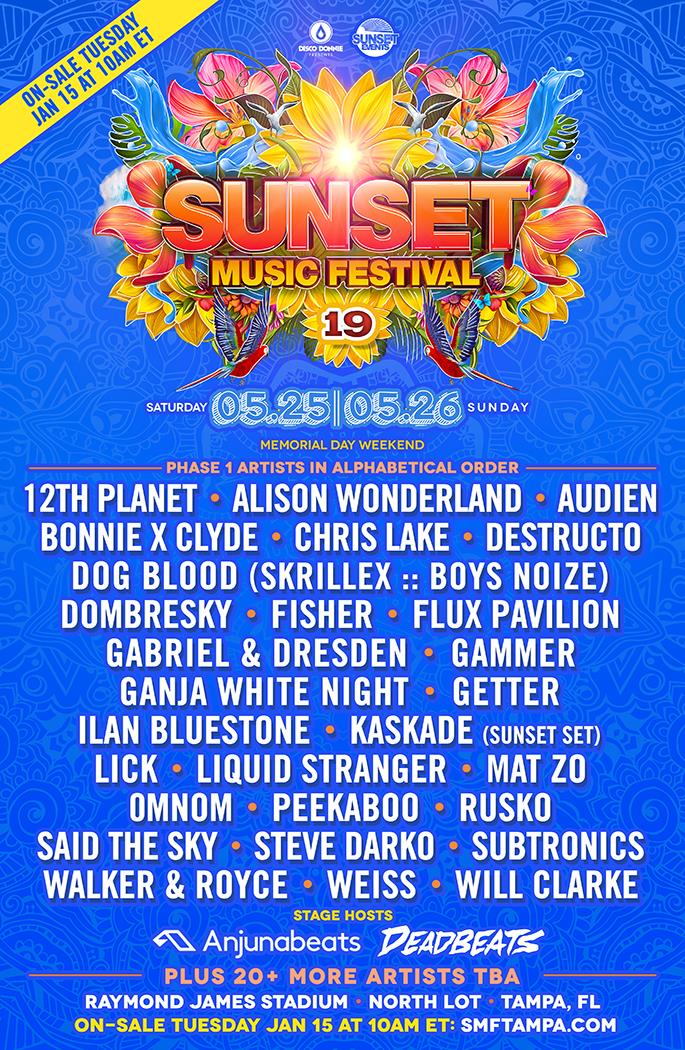 Sunset Music Festival 2019 Phase 1 Lineup