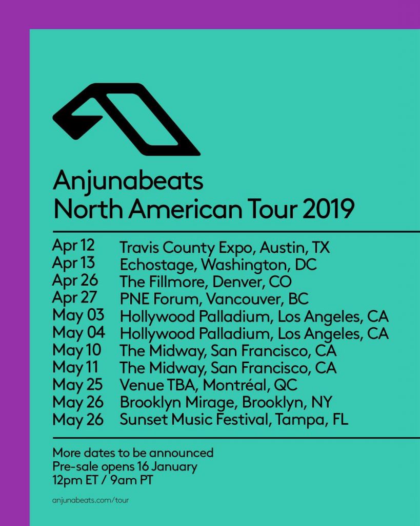 Anjunabeats North American Tour 2019 Flyer