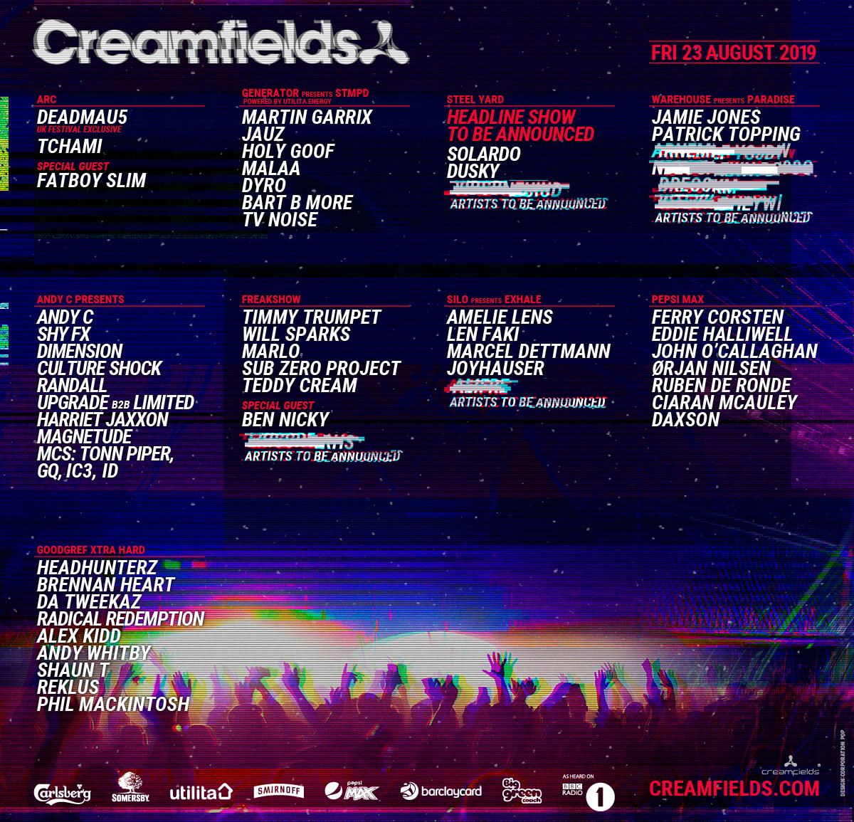 Creamfields 2019 Lineup - Friday