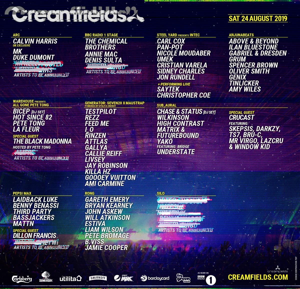 Creamfields 2019 Lineup - Saturday