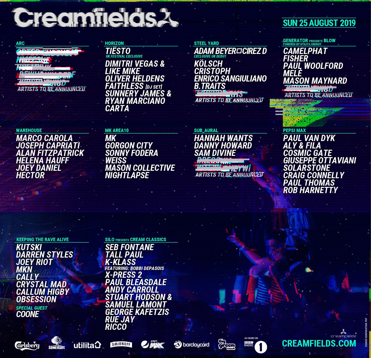 Creamfields 2019 Lineup - Sunday