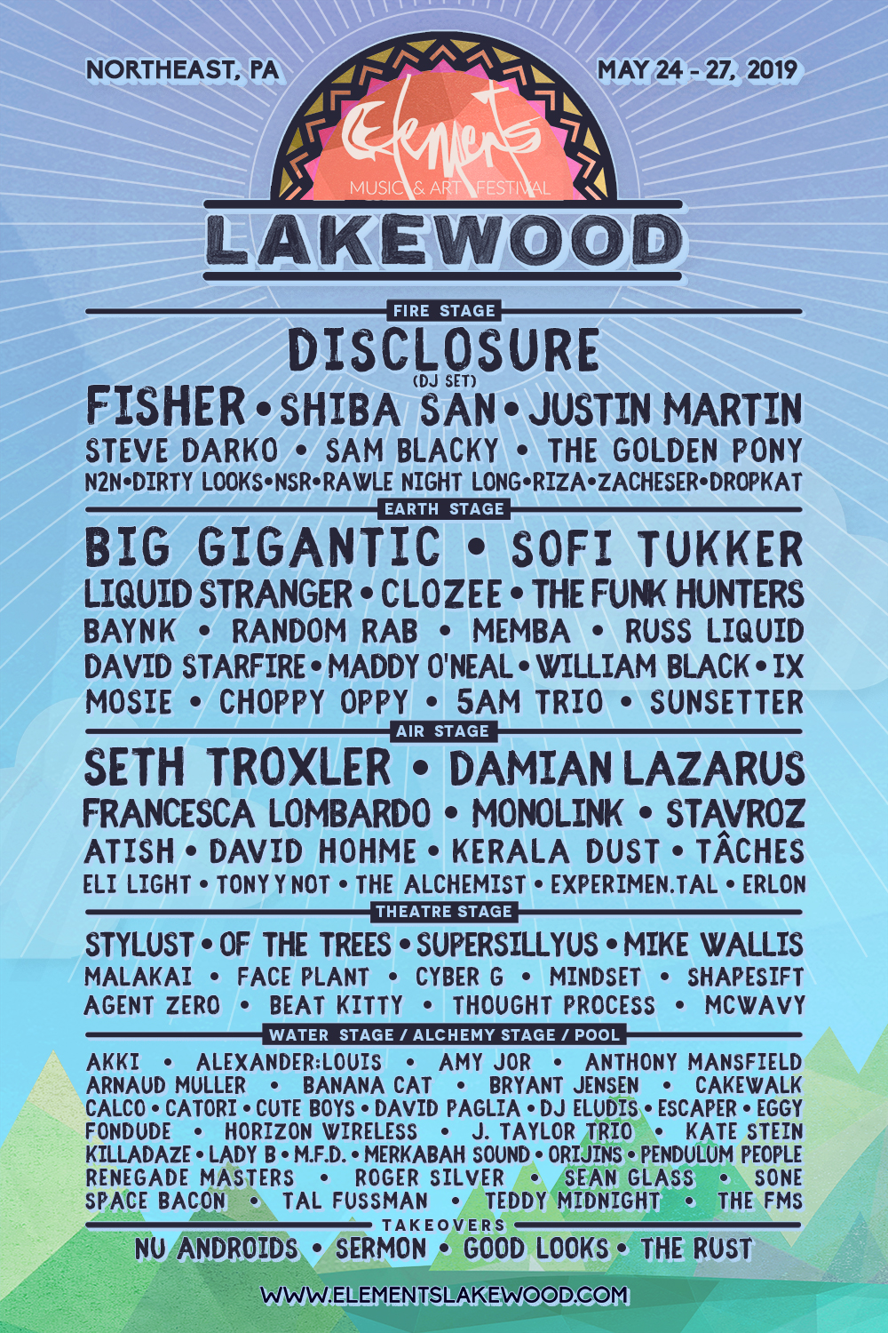 Elements Lakewood 2019 Lineup