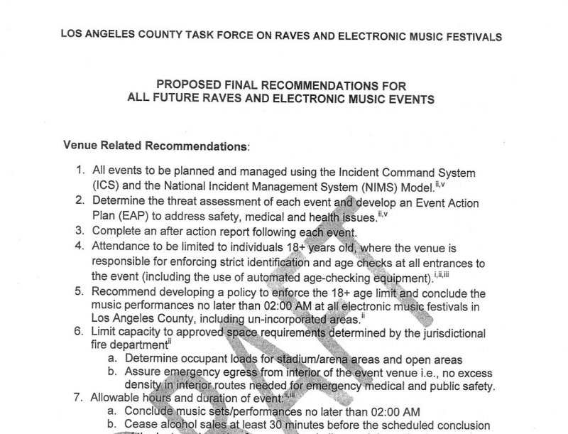 LA County Rave Task Force Guidelines 