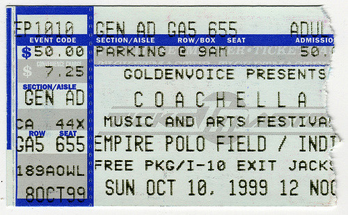 Coachella 1999 Festival Ticket