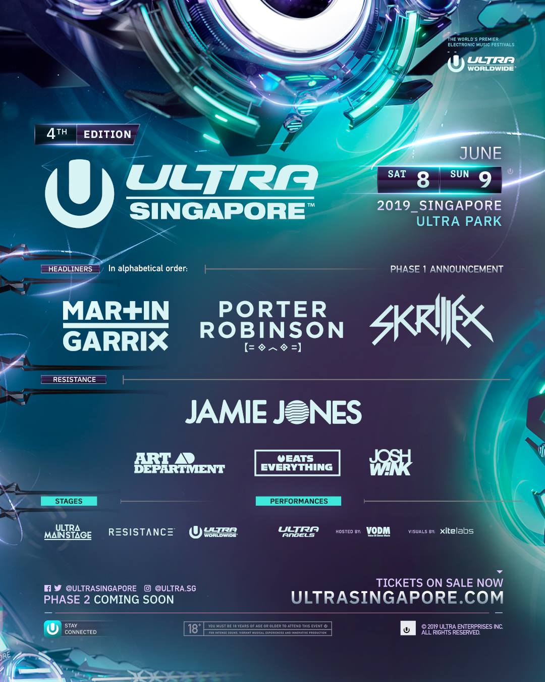 Ultra Singapore 2019 Phase 1 Lineup