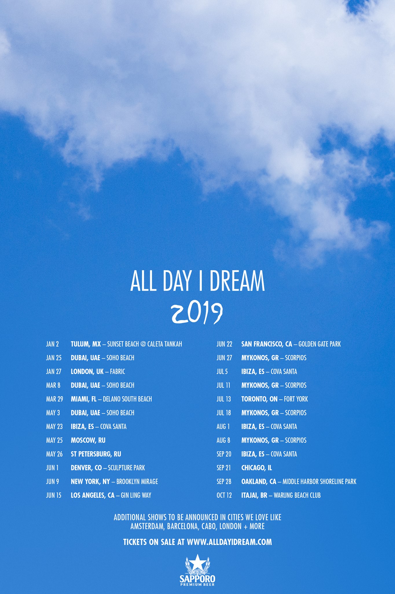 All Day I Dream 2019 World Tour